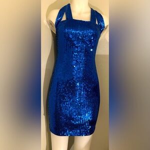 Prom Dress-royal blue sequined sz 6 women’s short cocktail dress, party, gala